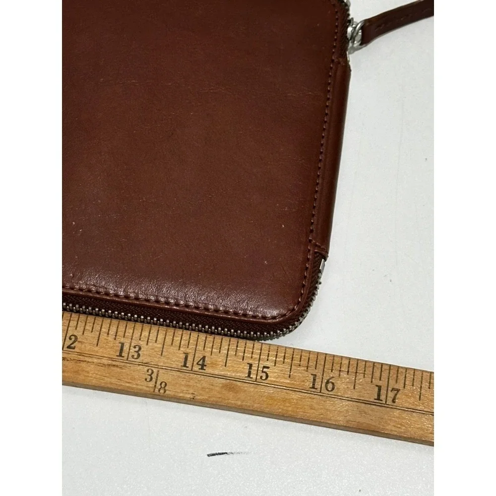 RedEnvelope Brown Leather Travel Tech Tie Organizer Zip Folio Case DAF Initials